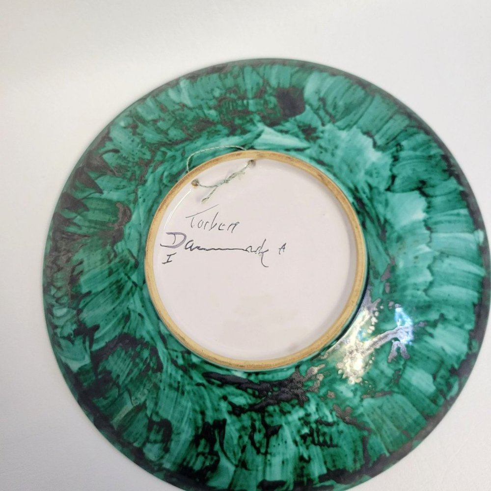 Floral Artisan Pottery Low Bowl, 11.50" Round Wall Floral Decor, Hand Painted Wi - Picture 7 of 10